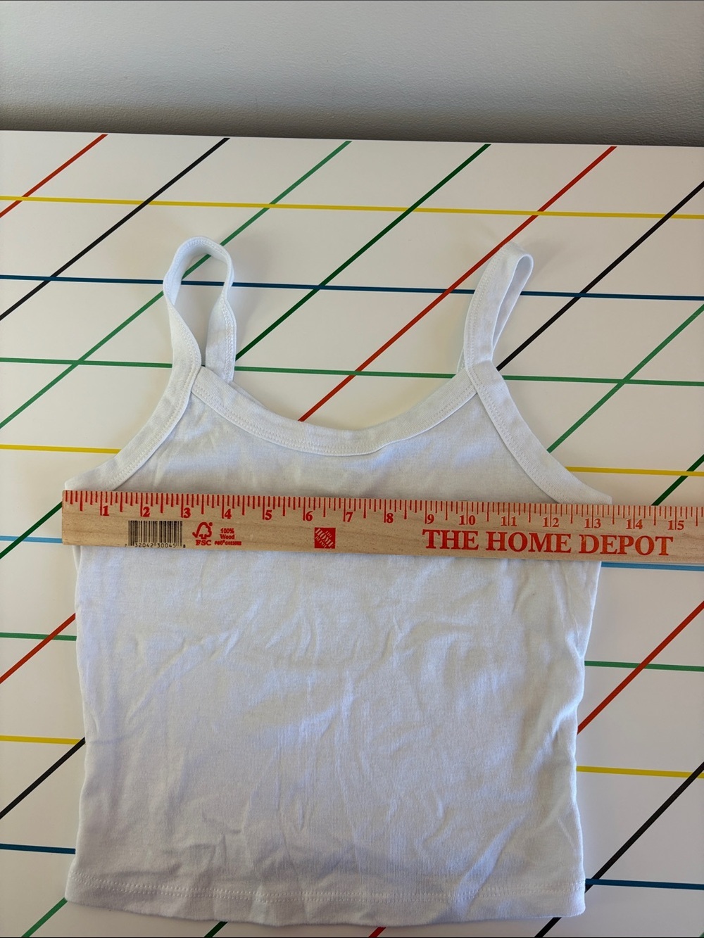 Bella Canvas White Ribbed Camisole w/ Olive Motif Small EUC Dirty Martini Cheeky - Picture 6 of 7